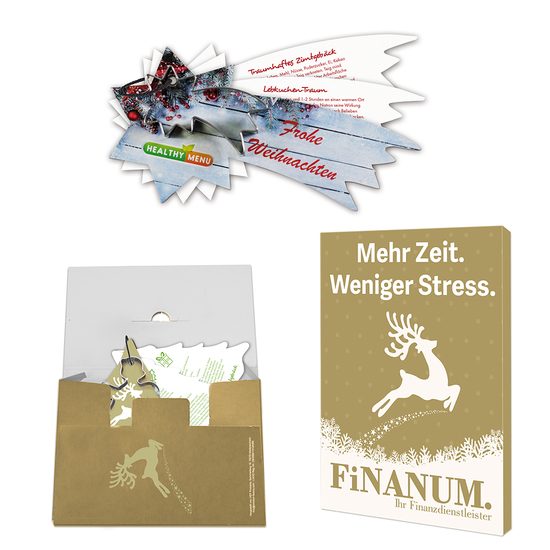 Backförmchen mit Rezeptblock Komet - in weihnachtlicher Mappe (individuell 4-c)