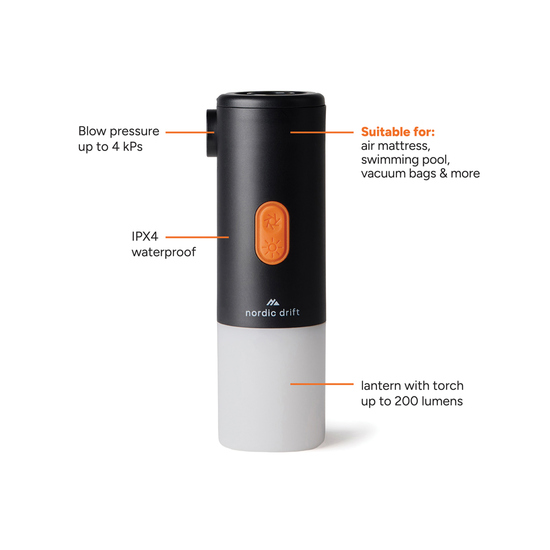 Nordic Drift Titan 2-in-1-Luftpumpe und Campinglampe