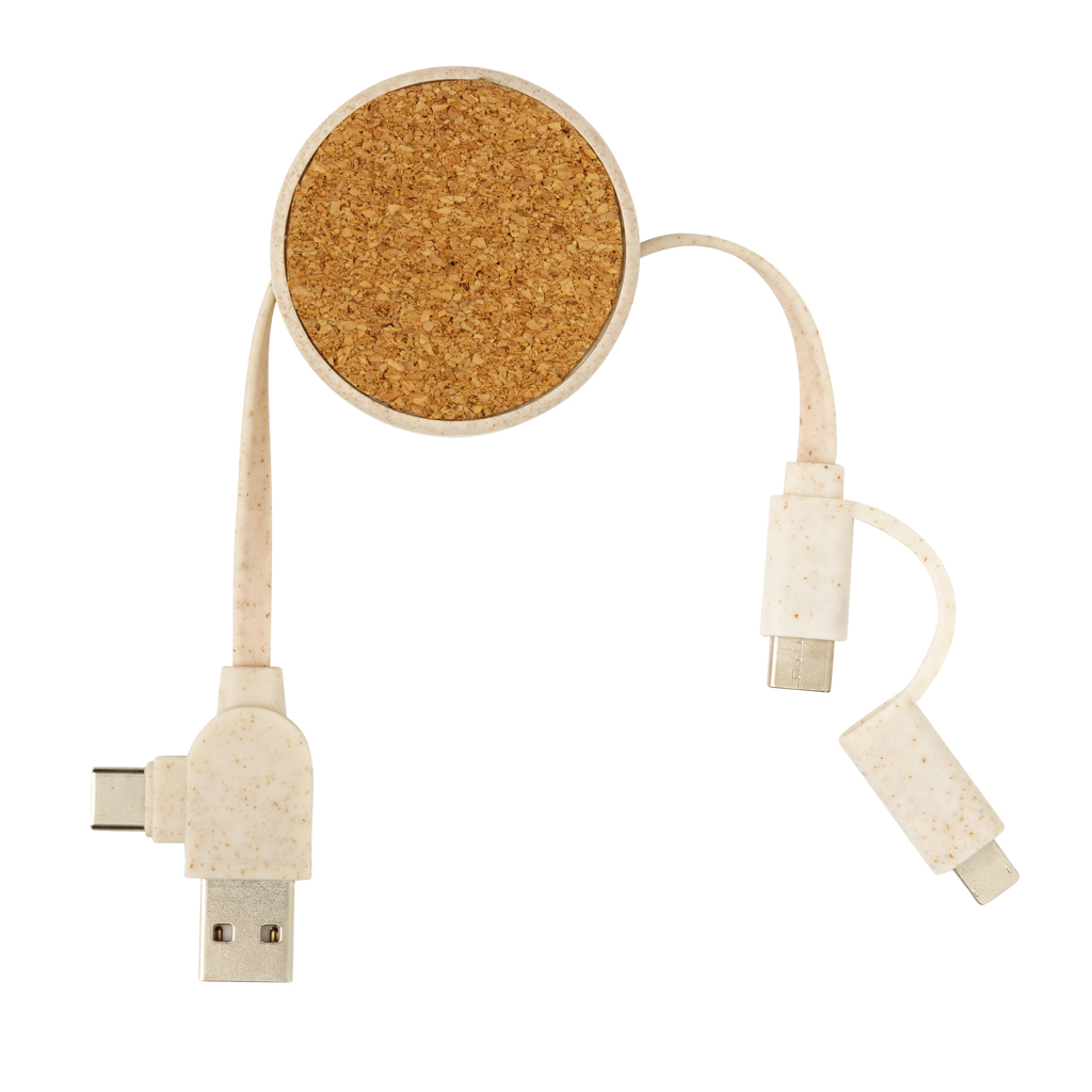Kork und Weizen 6-in-1 ausziehbares Ladekabel