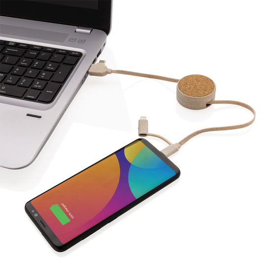 Kork und Weizen 6-in-1 ausziehbares Ladekabel