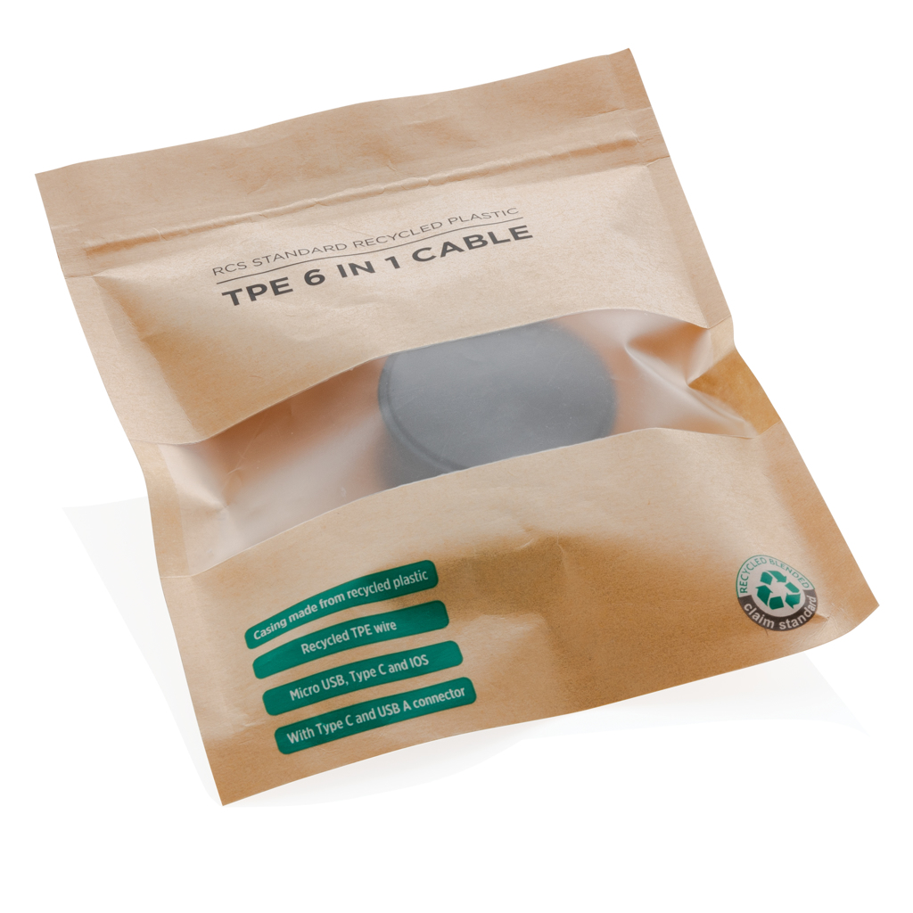 6-in-1 Kabel aus TPE und RCS Standard recyceltem Kunststoff