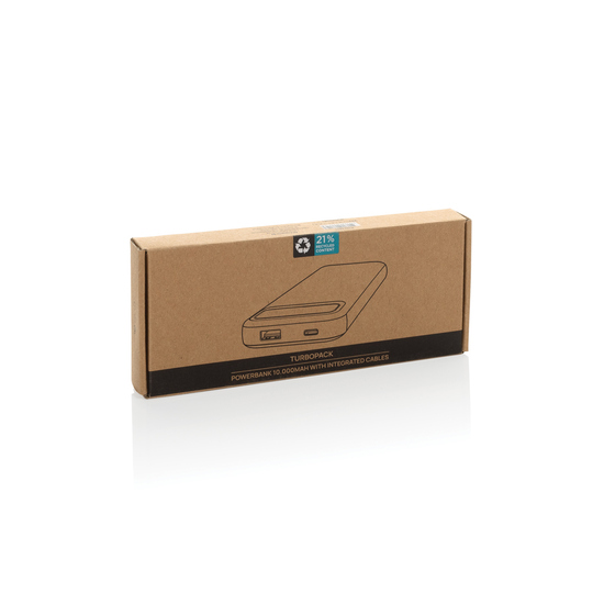 Turbopack 10000mAh Powerbank mit integr. Kabeln aus RCS rABS