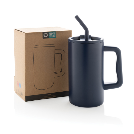 Cube Becher aus RCS recyceltem Stahl 800ml