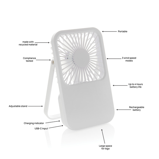 Aervina wiederaufladbarer Tischventilator aus RCS rec. ABS