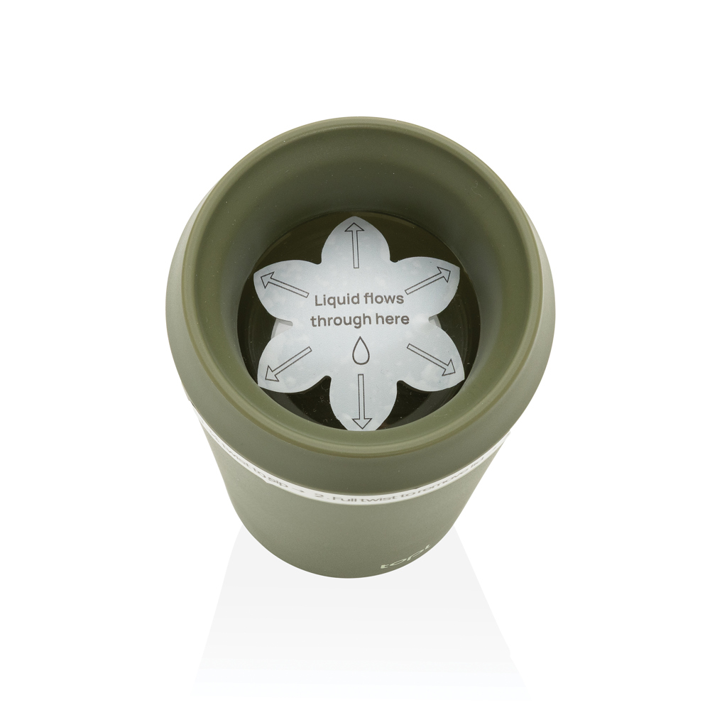 Topl-Becher aus rec. Kunststoff mit 360-Grad-Deckel 354ml