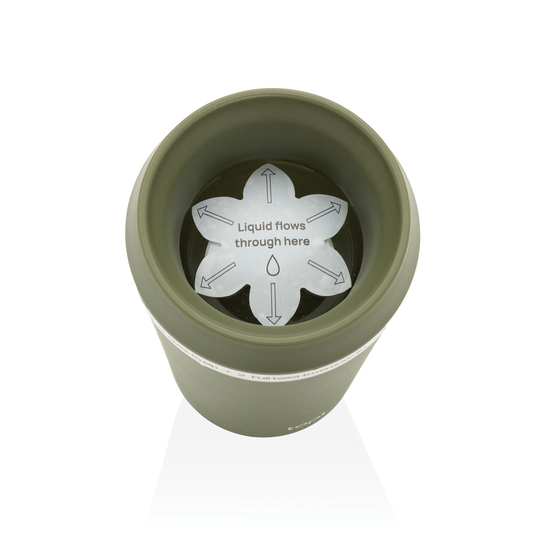 Topl-Becher aus rec. Kunststoff mit 360-Grad-Deckel 354ml