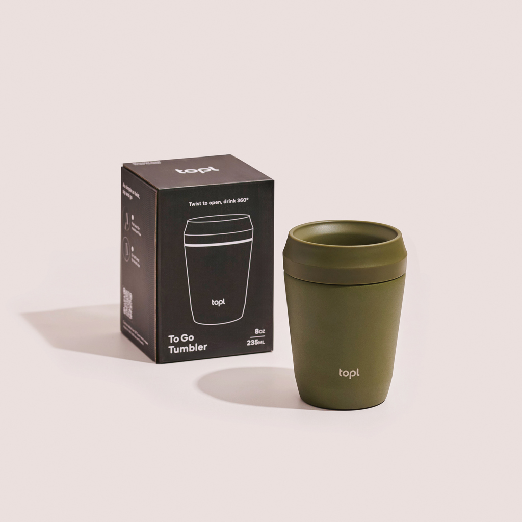 Topl-Trinkbecher aus rec. Stahl mit 360-Grad-Deckel 236ml
