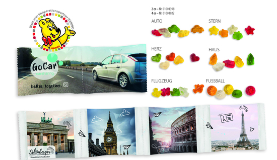 HARIBO Kettenbeutel 4er, Inhalt: HARIBO Smileys