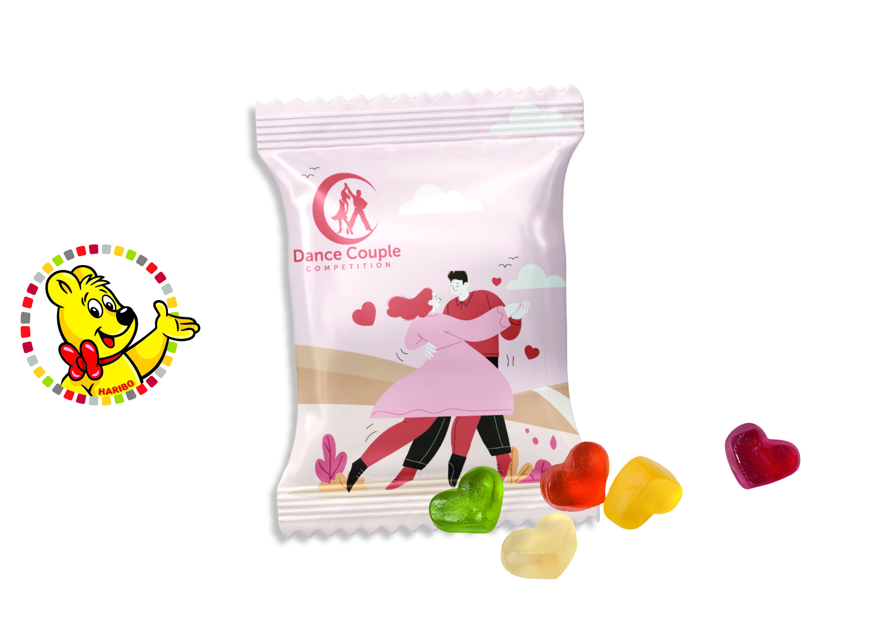 HARIBO Standardformen Werbetüte, Inhalt: HARIBO Herzen sortenrein ca. 6,5 g