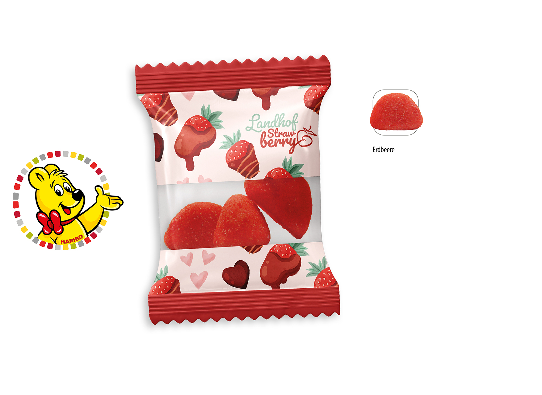 HARIBO Primavera Erdbeeren Werbetüte, Inhalt: HARIBO Primavera Erdbeere rot ca. 10 g