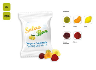 BIO Mini Früchte vegan Werbetüte, Inhalt: Vegane BIO Mini Früchte ca. 10 g