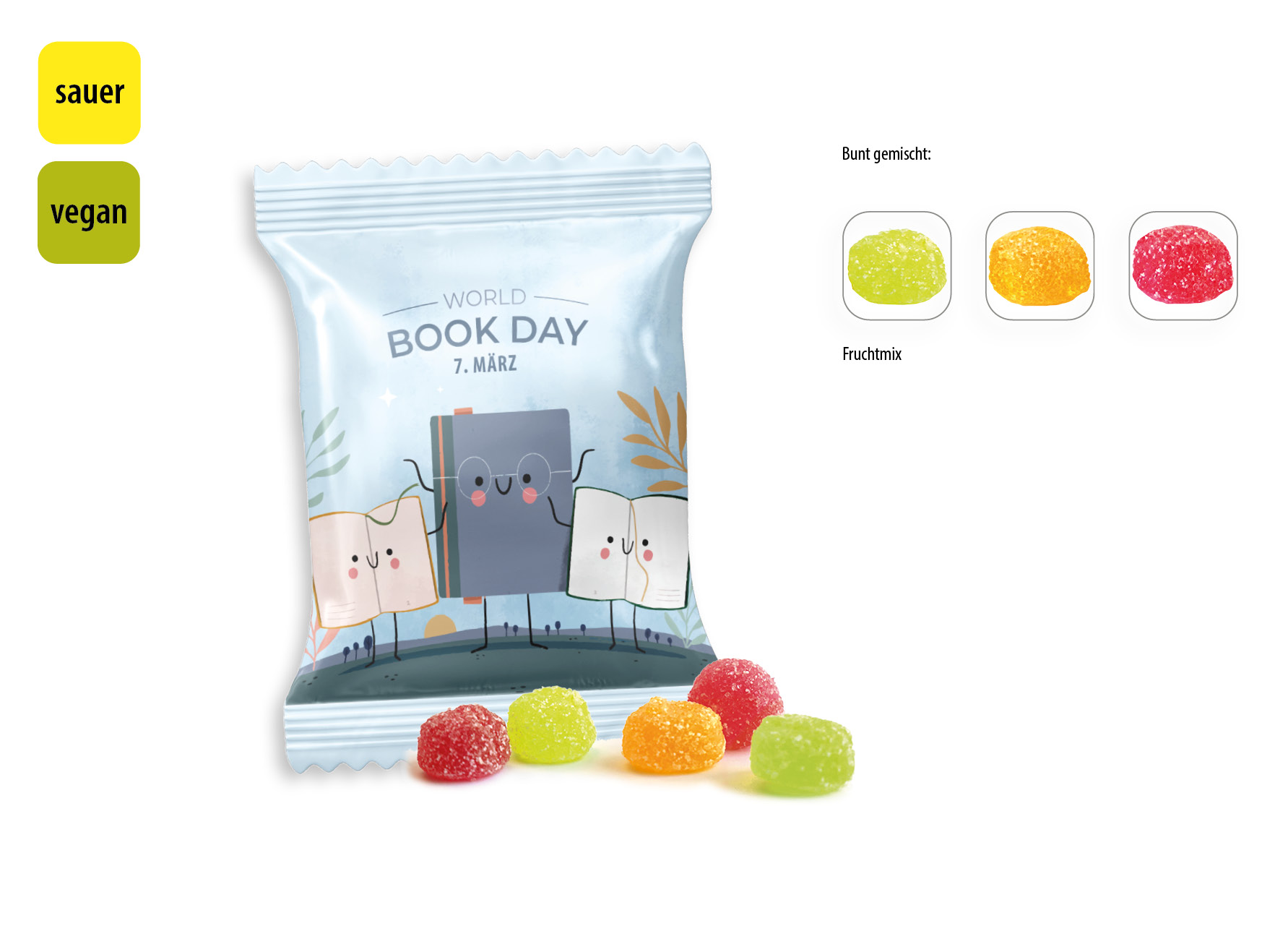 Saure Fruchtsaftberries vegan Werbetüte, Inhalt: Saure Fruchtsaftberries ca. 10 g