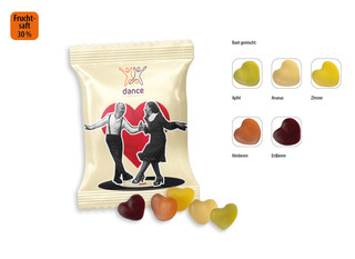 Mini Saft-Herzen Werbetüte, Inhalt: Mini Saft-Herzen ca. 10 g