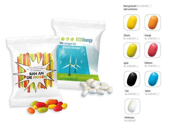 Bunte Fruchtdragees Werbetüte, Inhalt: Bunte Fruchtdragees Orange ca. 5 g