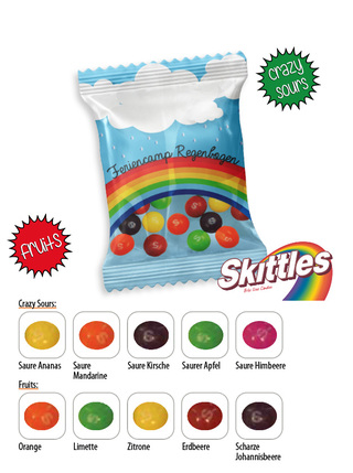 Skittles Werbetüte, Inhalt: Skittles Fruits, vegan ca. 10 g