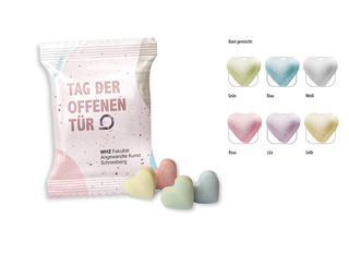 Traubenzuckerherzen bunt Werbetüte, Inhalt: Traubenzuckerherzen bunt ca. 9 g