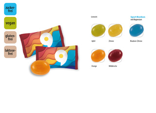 Bonbon zuckerfrei vegan Flowpack, Inhalt: Bonbon zuckerfrei bunt gemischt, vegan