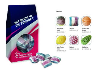 Beutelschachtel mit Bonbons, Inhalt: Saure Zitrone Brause ca. 60 g
