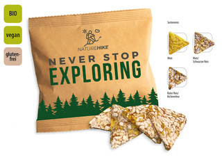 BIO Knusperecken Werbetüte, Inhalt: BIO Knusperecken Roter Reis-Kichererbse ca. 12 g