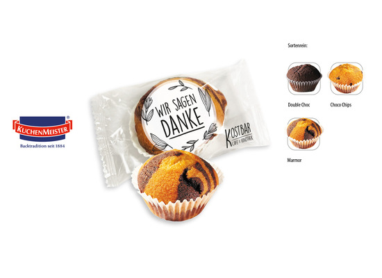 Mini Muffin im Flowpack, Inhalt: Mini Muffin Choco Chips ca. 15 g