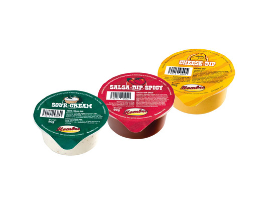 Nacho Box im Schuber, Inhalt: Nachos Paprika-Chili, Cheese Dip ca. 100 g + 90 g (Dip)