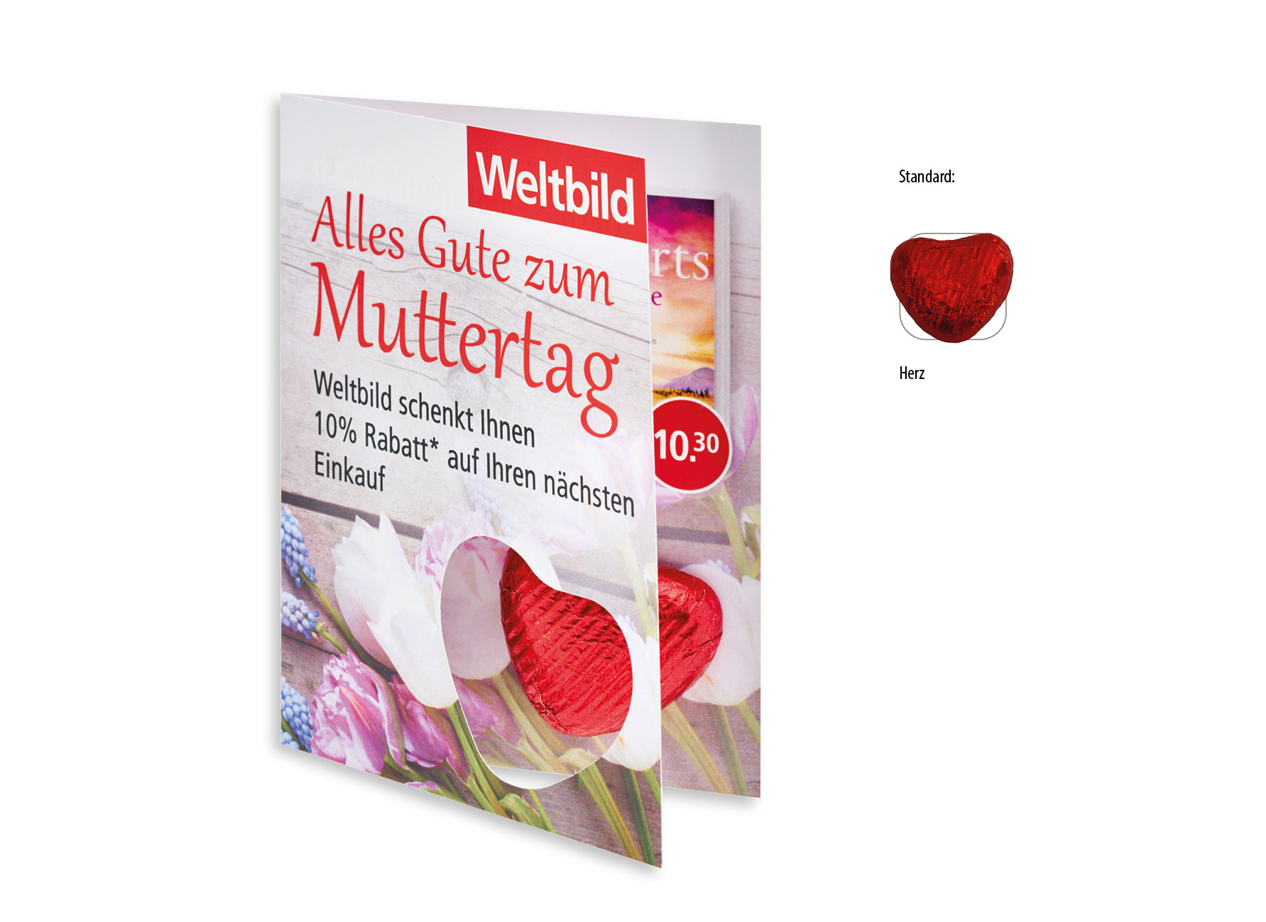 Faltkarte, Inhalt: Figur aus Edel-Vollmilchschokolade ca. 5 g