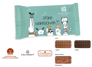Schokolade 100 g Tafel im Flowpack, Inhalt: Callebaut Vollmilch ca. 100 g