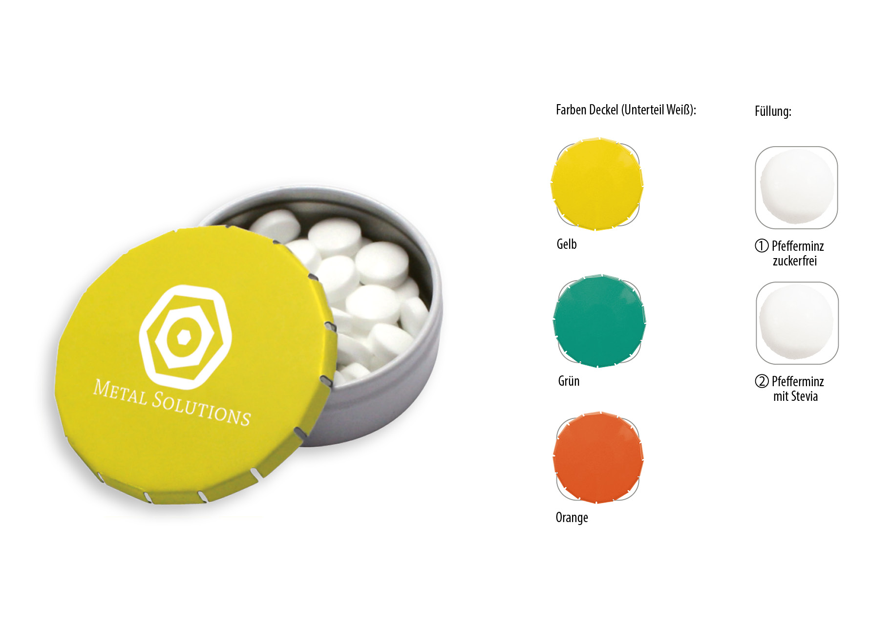 Klick-Dose-45 Duo Colour, Inhalt: Pfefferminz-Pastillen; zuckerfrei ca. 12 g