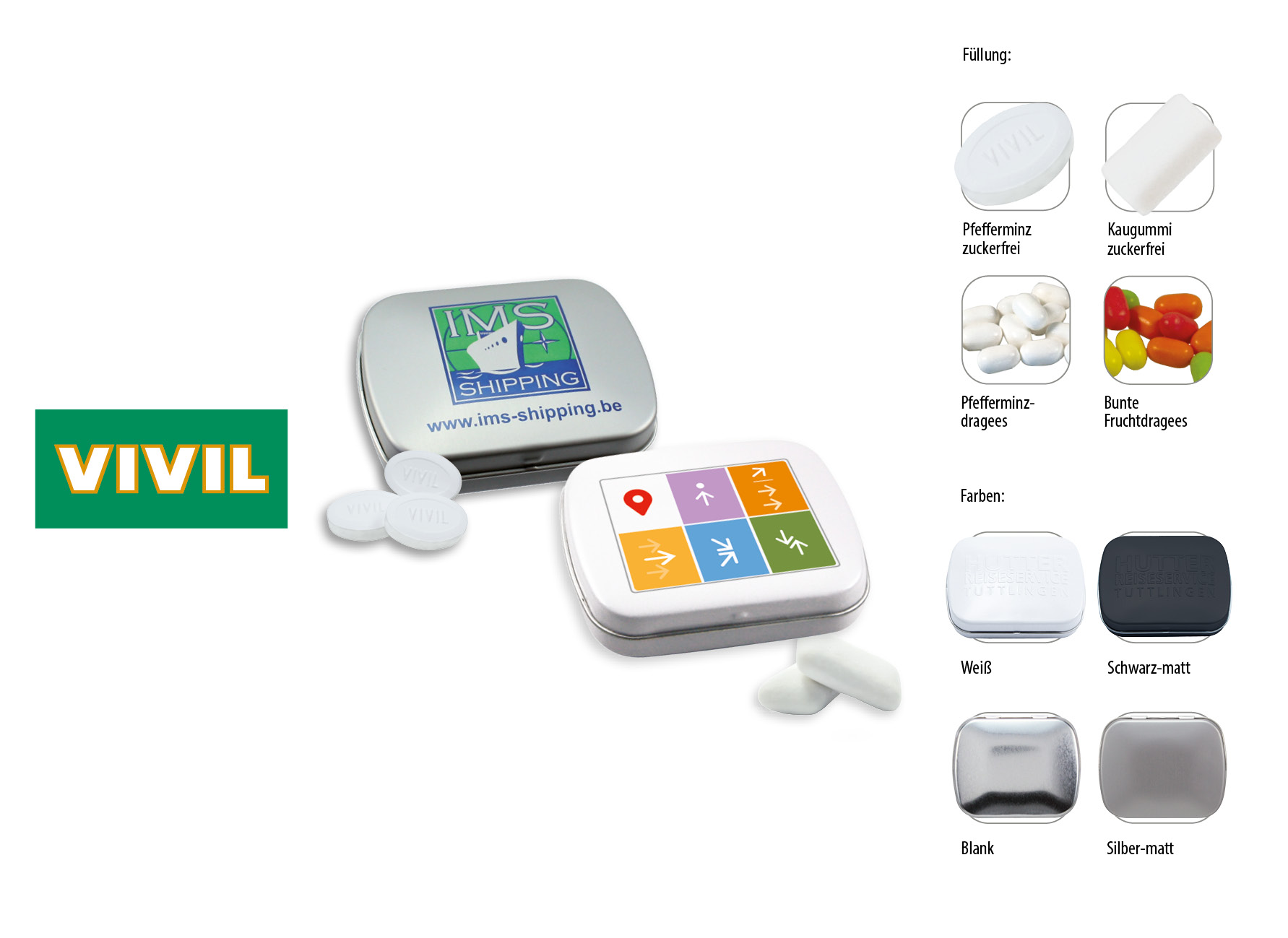 Klapp-Dose-59, Inhalt: VIVIL Extra Strong, zuckerfrei (Dose) ca. 20 g