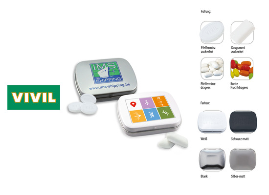 Klapp-Dose-59, Inhalt: VIVIL Extra Strong, zuckerfrei (Dose) ca. 20 g