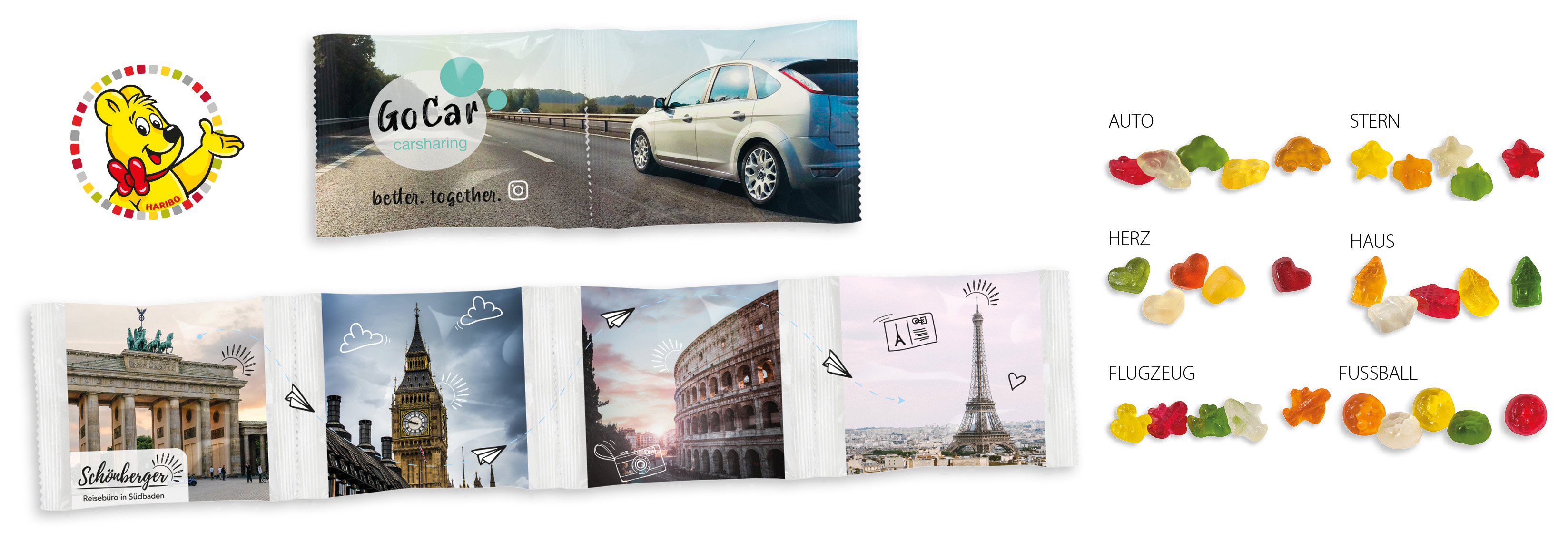 HARIBO Kettenbeutel 4er, Inhalt: HARIBO @-Zeichen ca. 20 g (4 x 5 g)