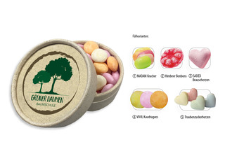 Runddose 89 Graspapier, Inhalt: Traubenzuckerherzen bunt (Dose) ca. 100 g