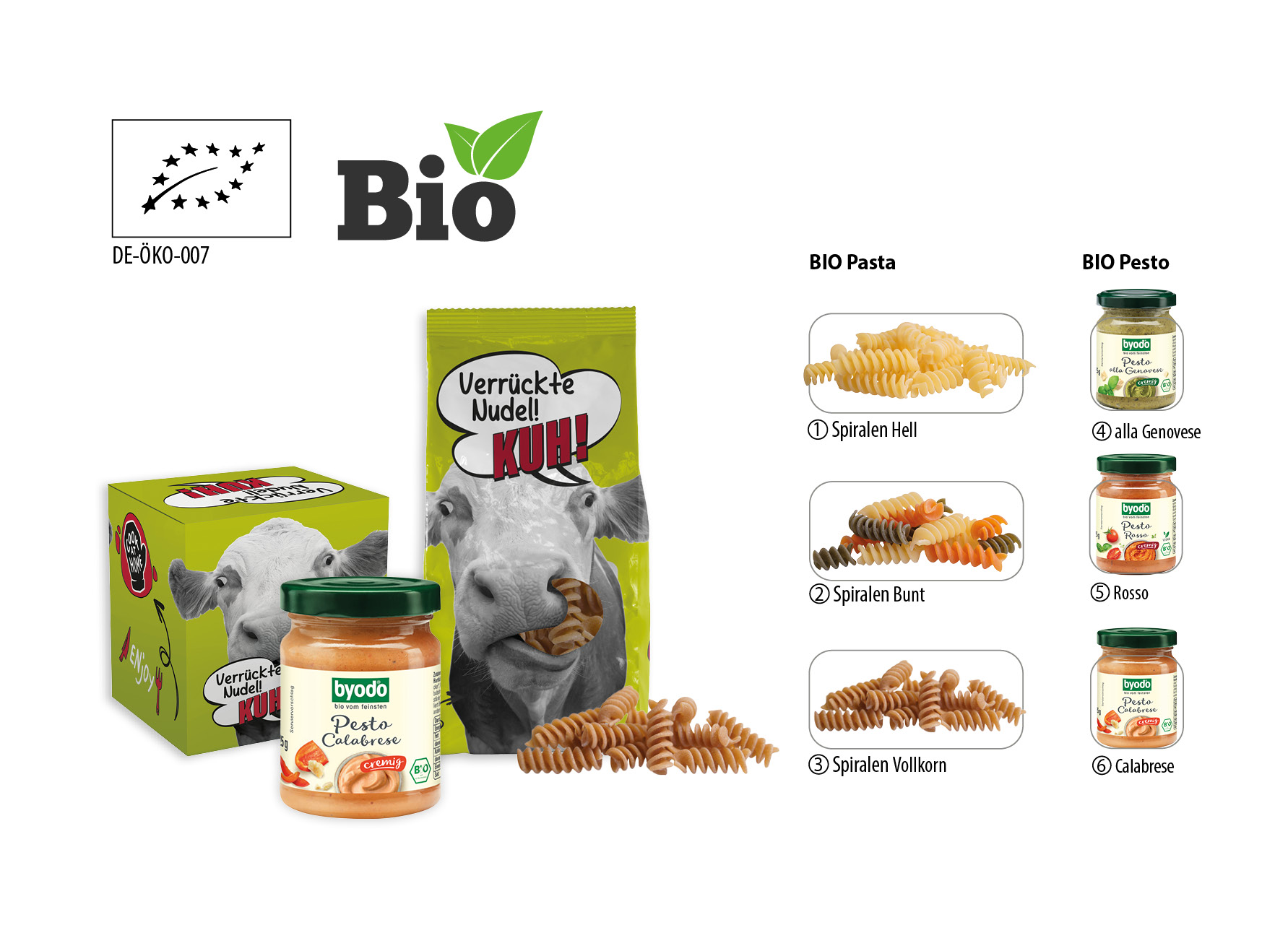 BIO Pasta im Bodenstandbeutel, Inhalt: Bio Spiralen Vollkorn 14102 ca. 200 g