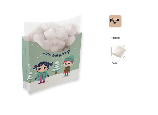 Marshmallows in Werbebox, Inhalt: Mini Marshmallows ca. 15 g