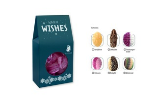 Beutelschachtel mit Weihnachtsbonbons, Inhalt: Bonbon Lebkuchen ca. 60 g