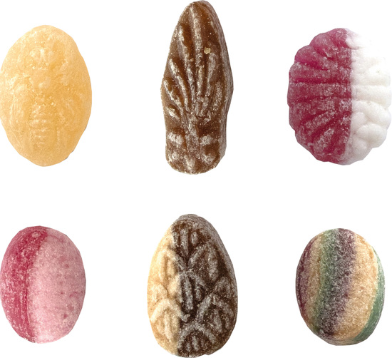 Beutelschachtel mit Weihnachtsbonbons, Inhalt: Bonbon Apfelstrudel ca. 60 g