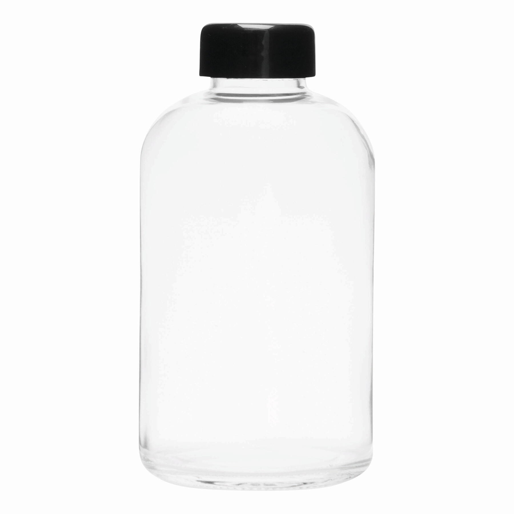 Glas-Trinkflasche DRINK HEALTHY, schwarz, transparent