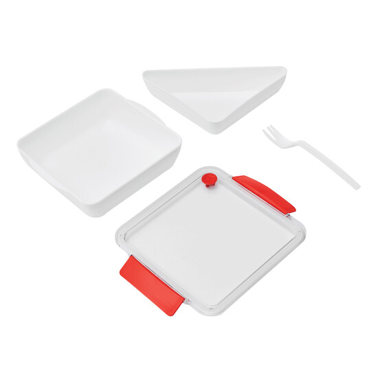 Lunchbox DELICIOUS, rot, weiß