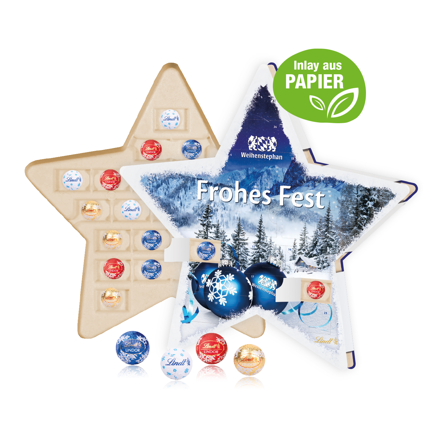 Adventskalender "Stern" mit Lindt Schokolade