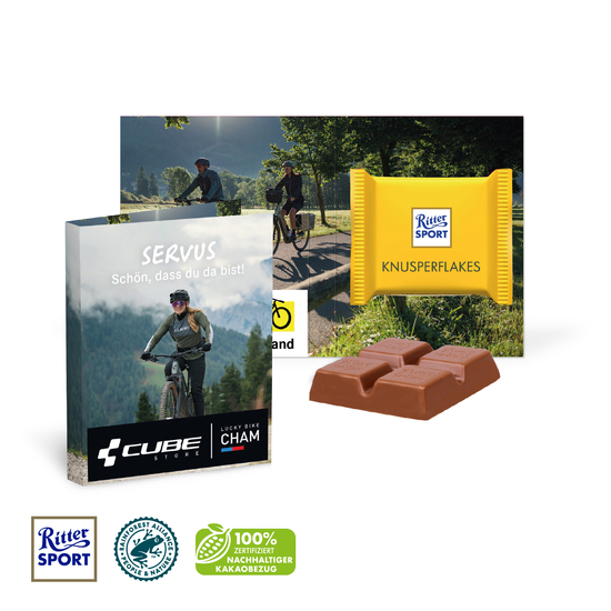 Werbe-Klappkarte mit Ritter SPORT Mini