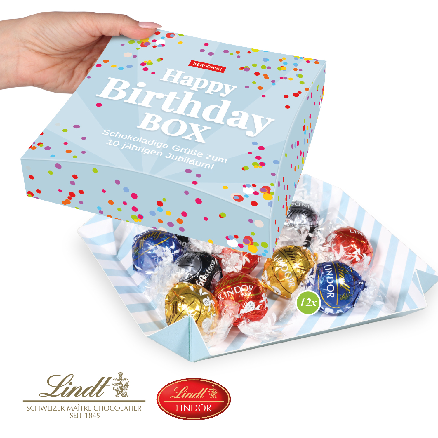 Präsentbox mit Lindt Lindor Pralinés