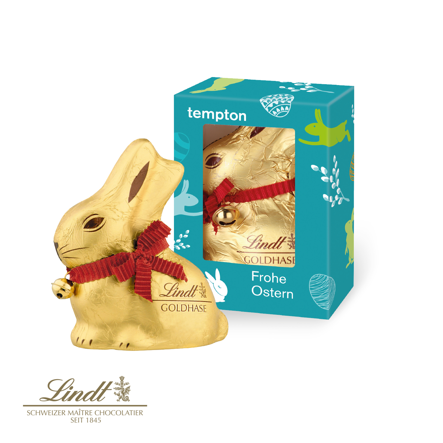 Lindt Goldhase in Werbekartonage, 100 g