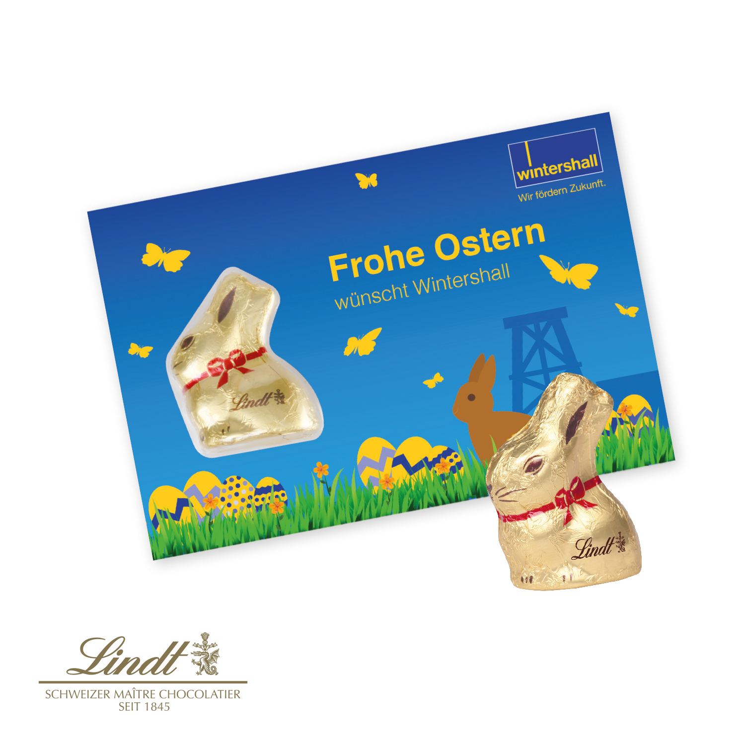 Schokokarte mit Lindt Goldhase
