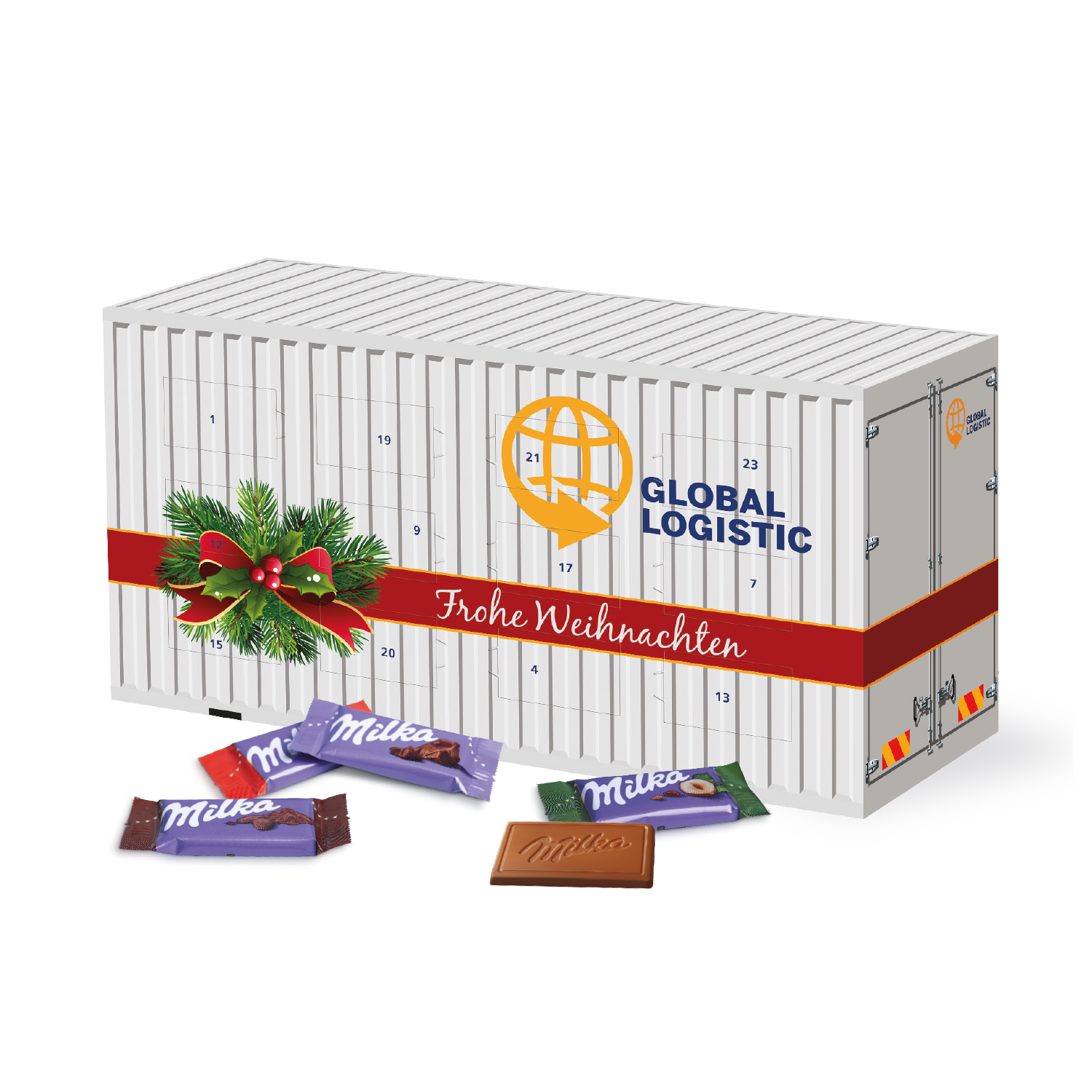 3D Adventskalender "Container" mit Milka Schokolade