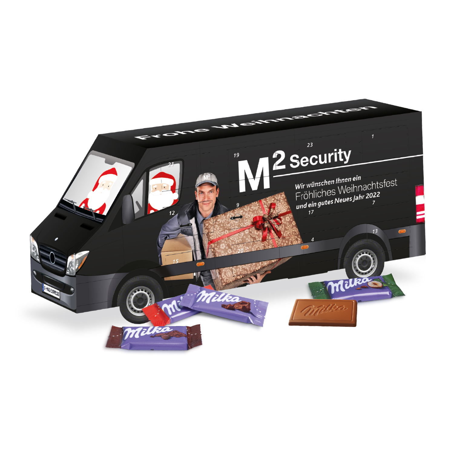 3D Adventskalender "Transporter" mit Milka Schokolade