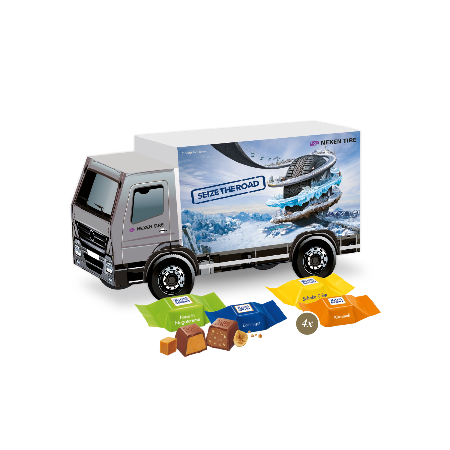 3D Präsent "LKW" mit Ritter SPORT Schokowürfel