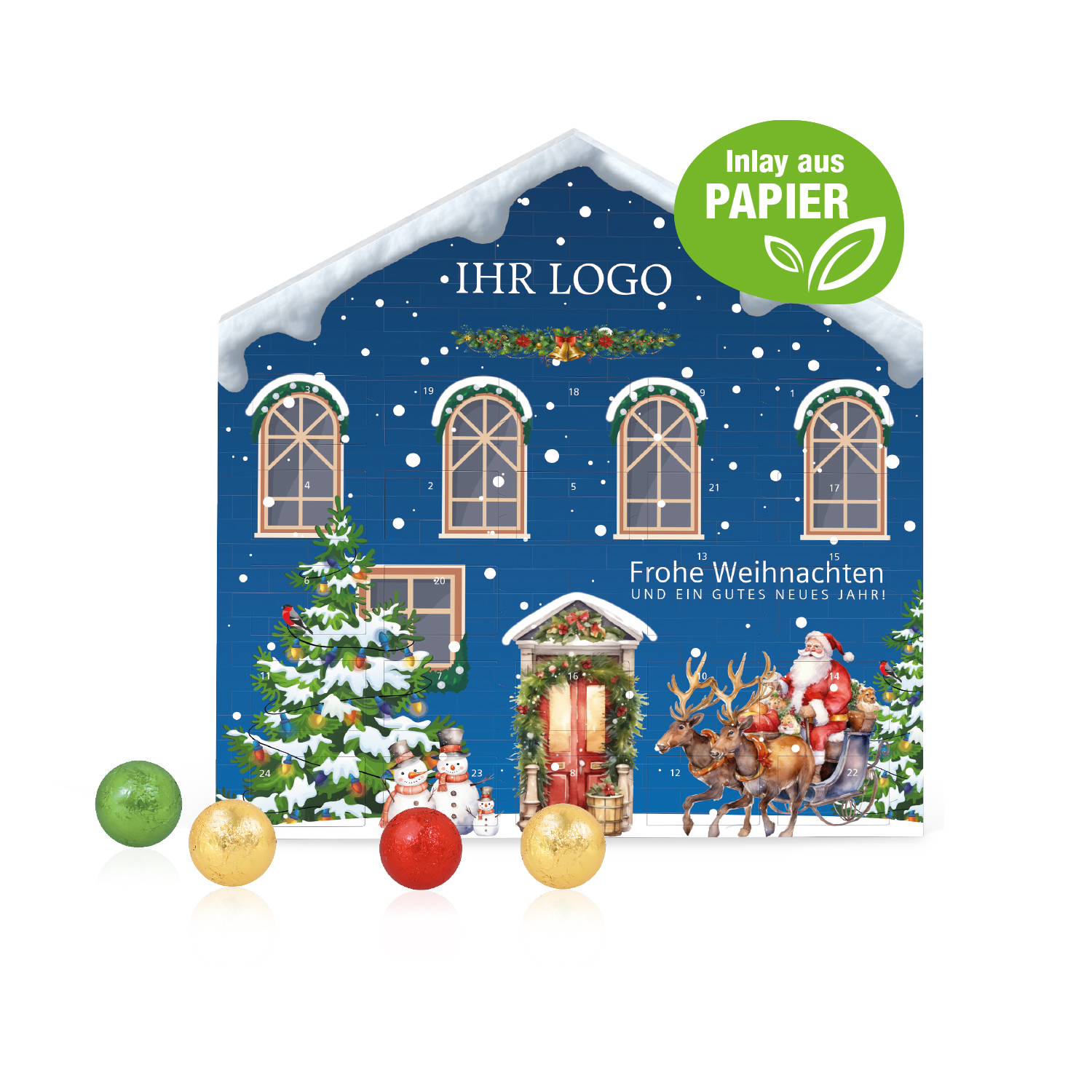 Adventskalender Weihnachtshaus "Exklusiv" mit Fairtrade® Schokolade