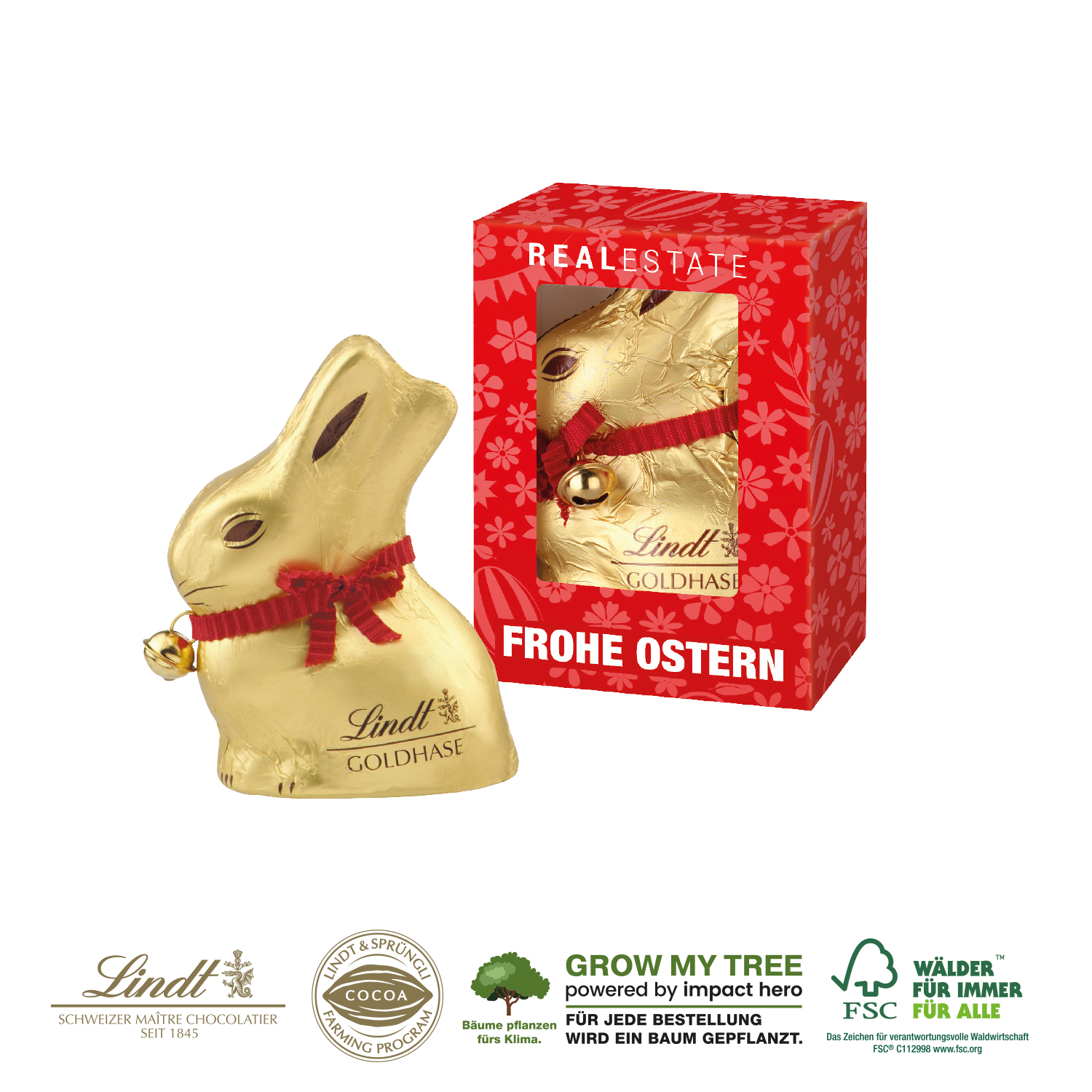 LINDT GOLDHASE IN WERBEKARTONAGE, 50 g