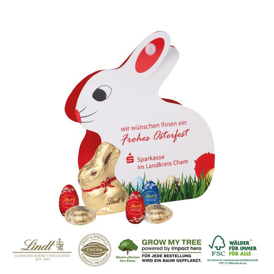 WERBE HASE MIT SCHOKOLADENMISCHUNG VON LINDT