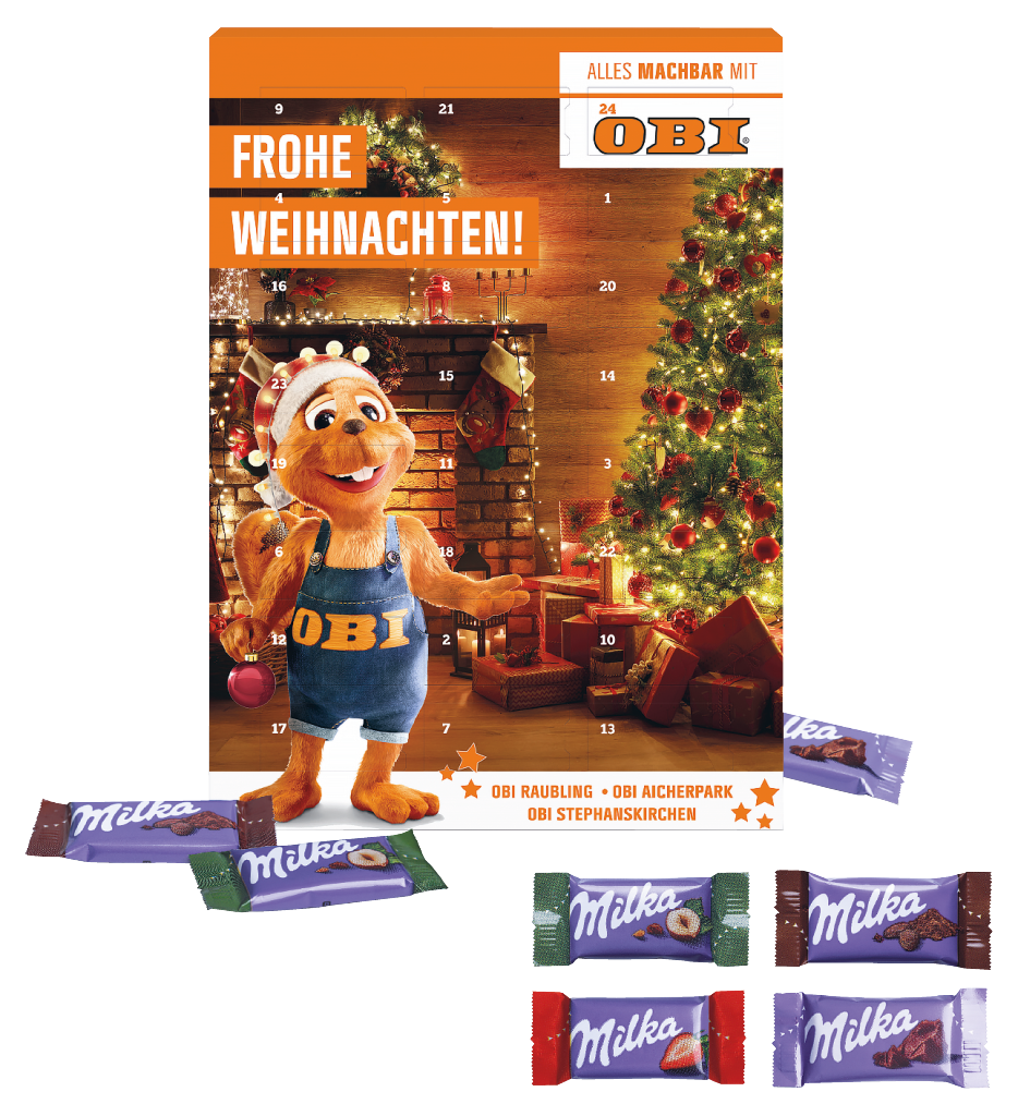 Wand-Adventskalender mit Milka Schokolade